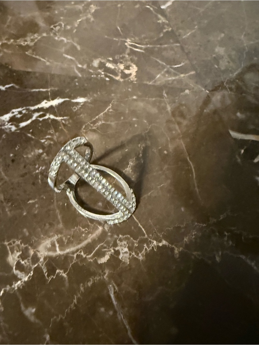 BCBGMaxAzria Silver-Tone Pavé Open Ring